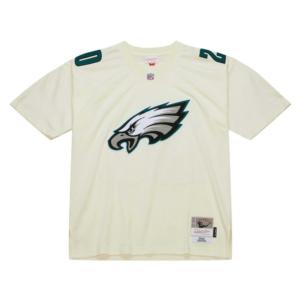 Brian Dawkins Philadelphia Eagles Chainstitch Legacy Jersey - Cream - Mitchell & Ness