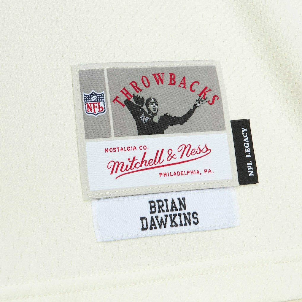Brian Dawkins Philadelphia Eagles Chainstitch Legacy Jersey - Cream - Mitchell & Ness