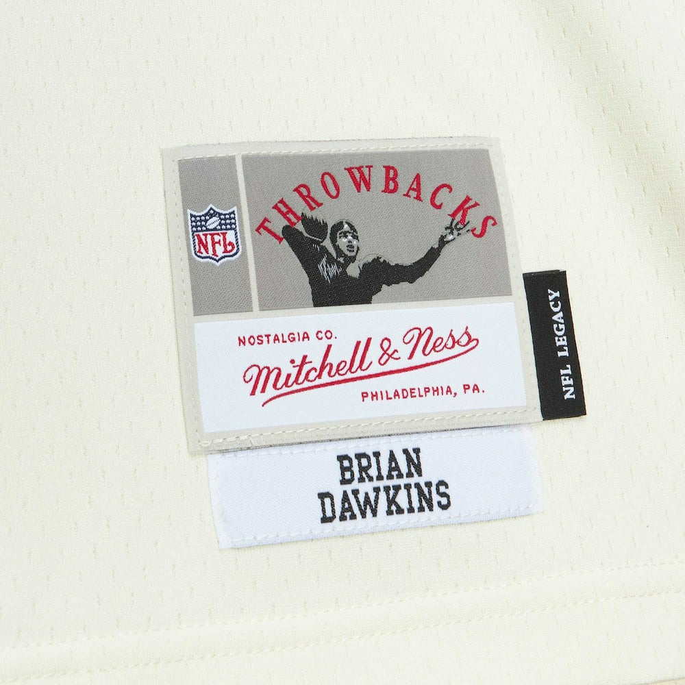 Brian Dawkins Philadelphia Eagles Chainstitch Legacy Jersey - Cream - Mitchell & Ness