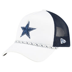 Dallas Cowboys New Era Court Sport Foam Front A-Frame 9FORTY Adjustable Trucker Hat - White/Navy - NFL