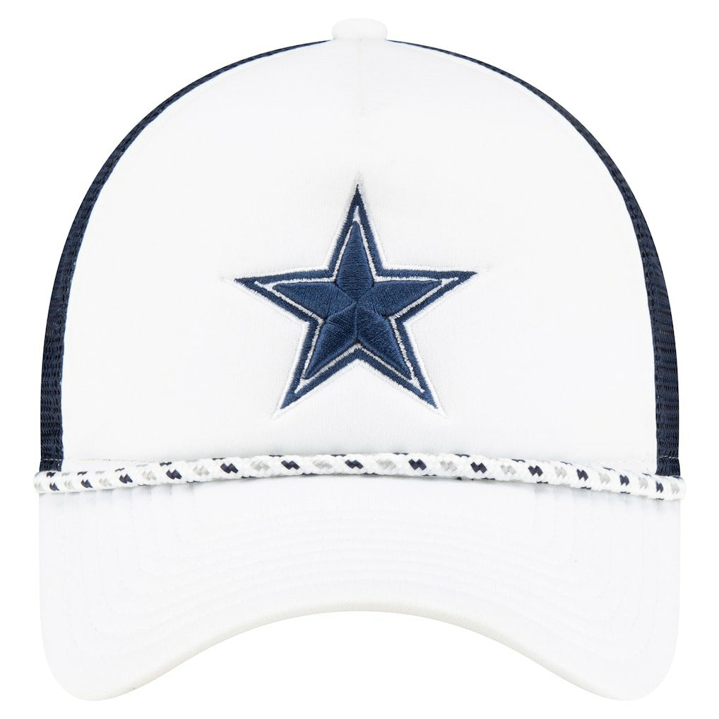 Dallas Cowboys New Era Court Sport Foam Front A-Frame 9FORTY Adjustable Trucker Hat - White/Navy - NFL