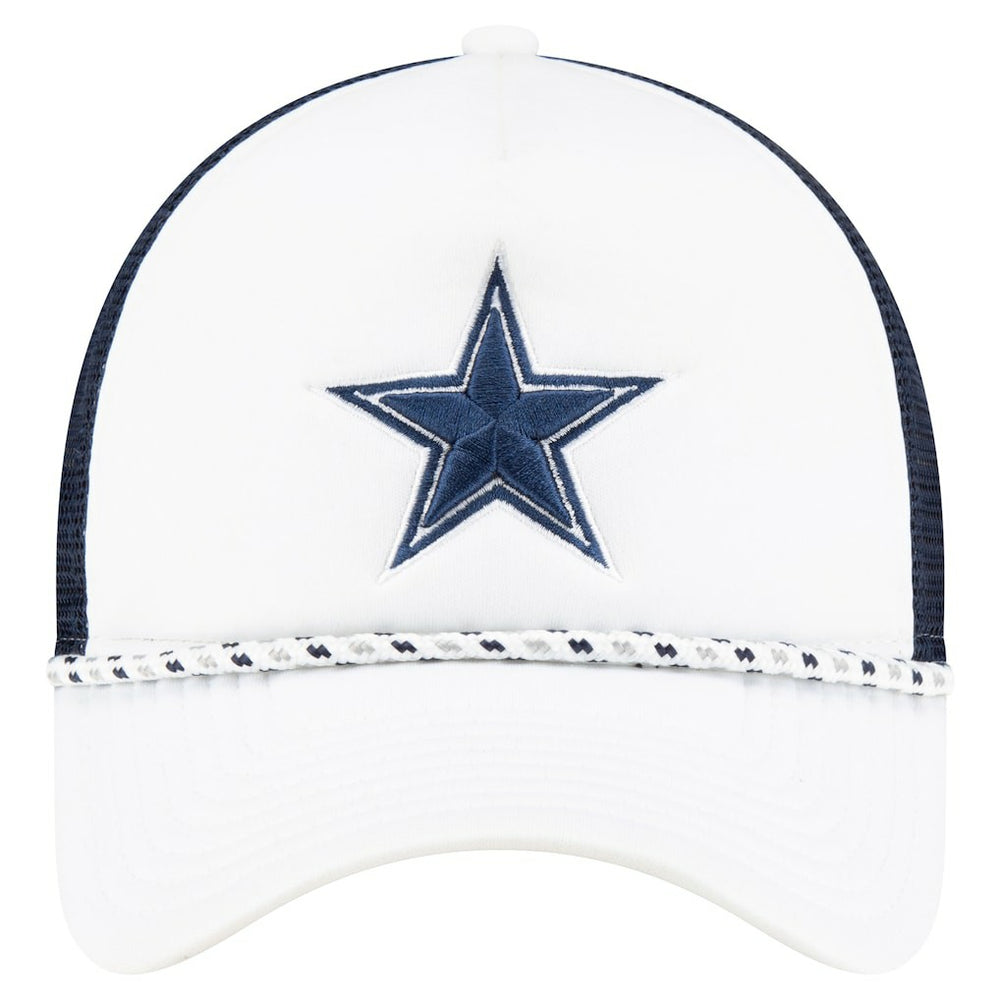 Dallas Cowboys New Era Court Sport Foam Front A-Frame 9FORTY Adjustable Trucker Hat - White/Navy - NFL