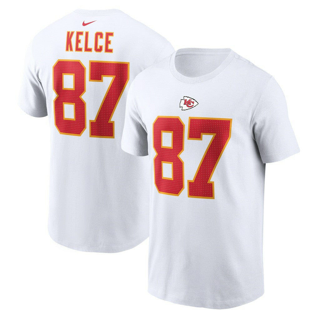 Travis Kelce Kansas City Chiefs Player Name & Number T-Shirt - White - Nike
