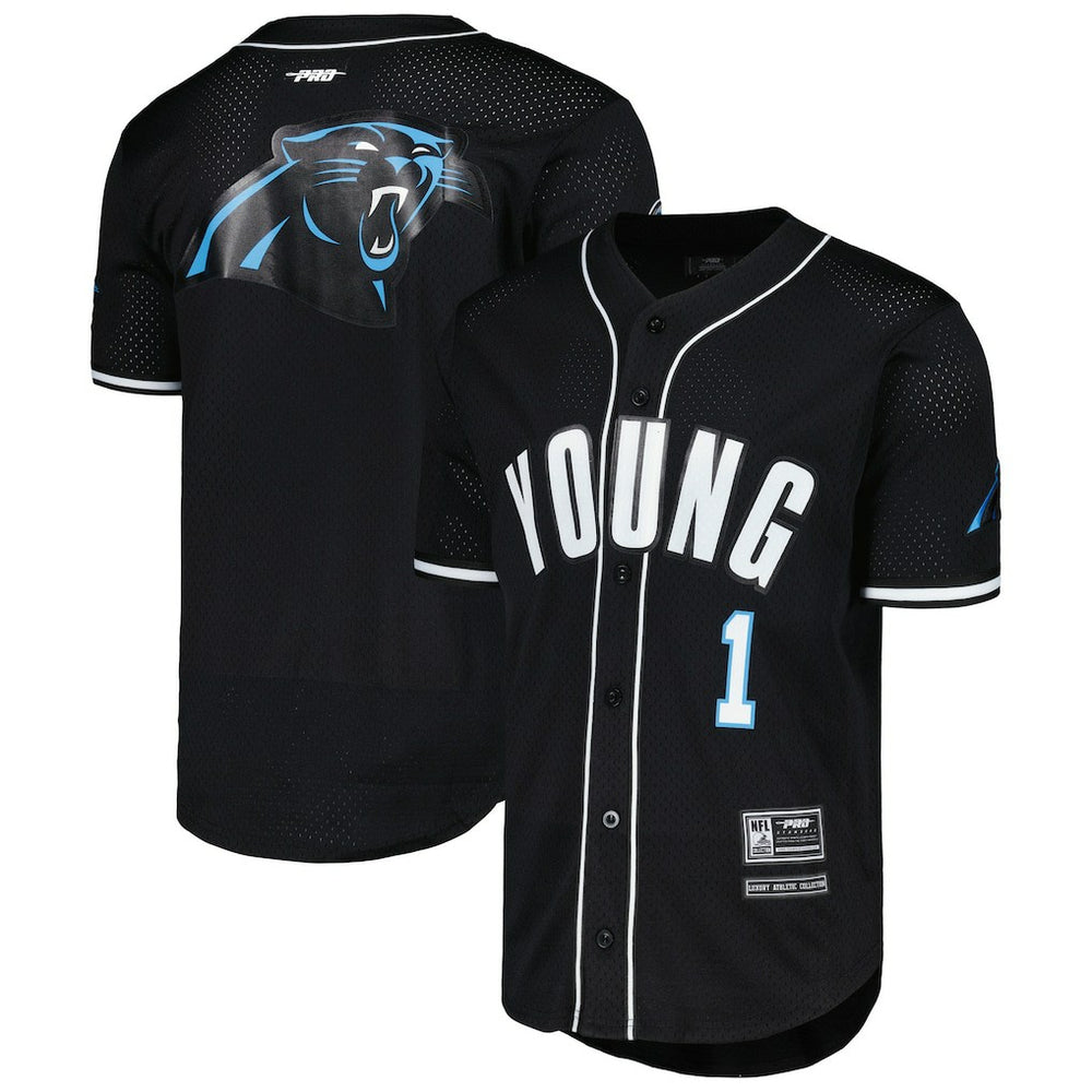 Bryce Young Carolina Panthers Pro Standard Mesh Baseball Button-Up T-Shirt - Black - NFL