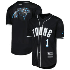 Bryce Young Carolina Panthers Pro Standard Mesh Baseball Button-Up T-Shirt - Black - NFL