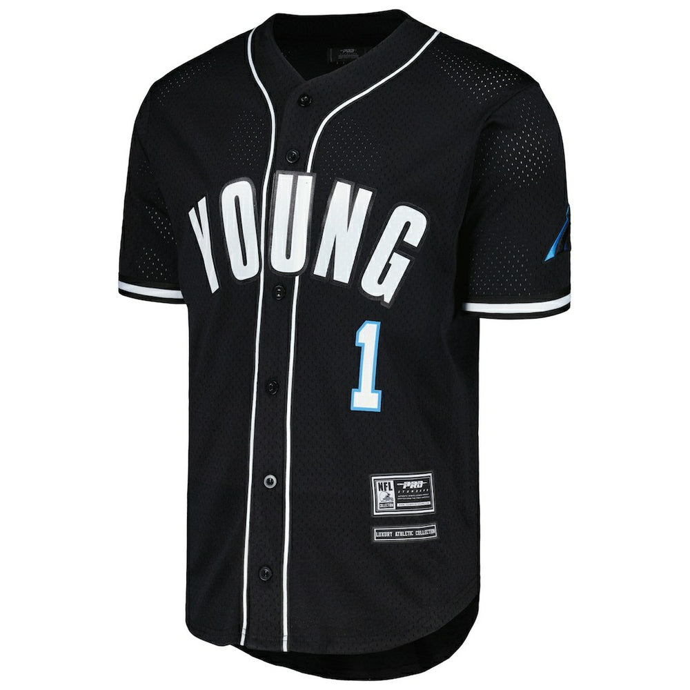 Bryce Young Carolina Panthers Pro Standard Mesh Baseball Button-Up T-Shirt - Black - NFL