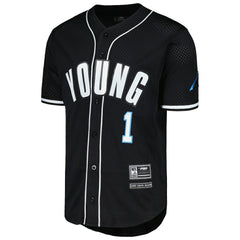 Bryce Young Carolina Panthers Pro Standard Mesh Baseball Button-Up T-Shirt - Black - NFL