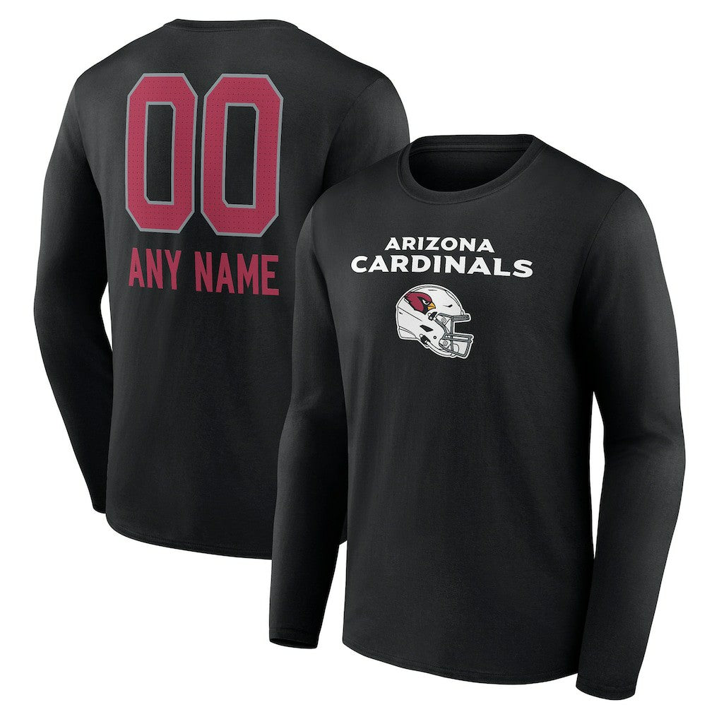 Arizona Cardinals Personalized Name & Number Team Wordmark Long Sleeve T-Shirt - Black - NFL