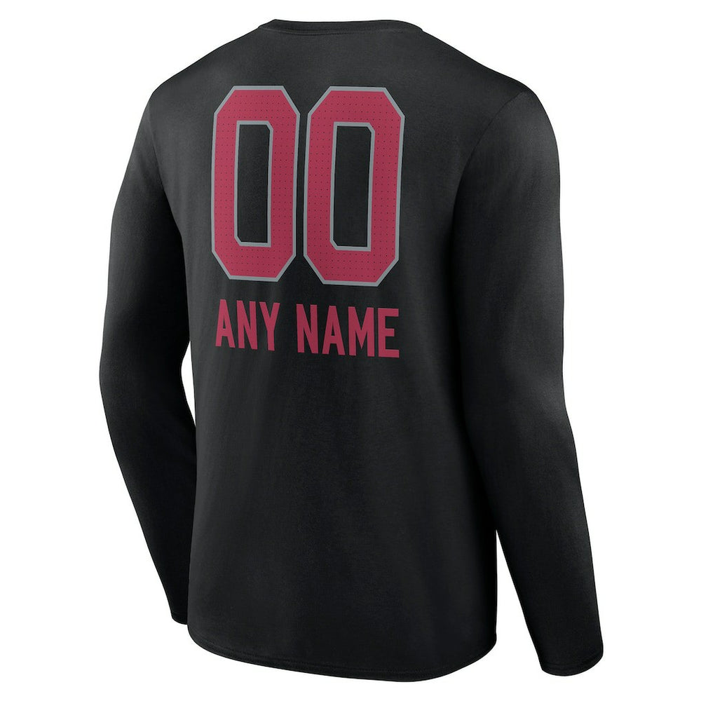 Arizona Cardinals Personalized Name & Number Team Wordmark Long Sleeve T-Shirt - Black - NFL