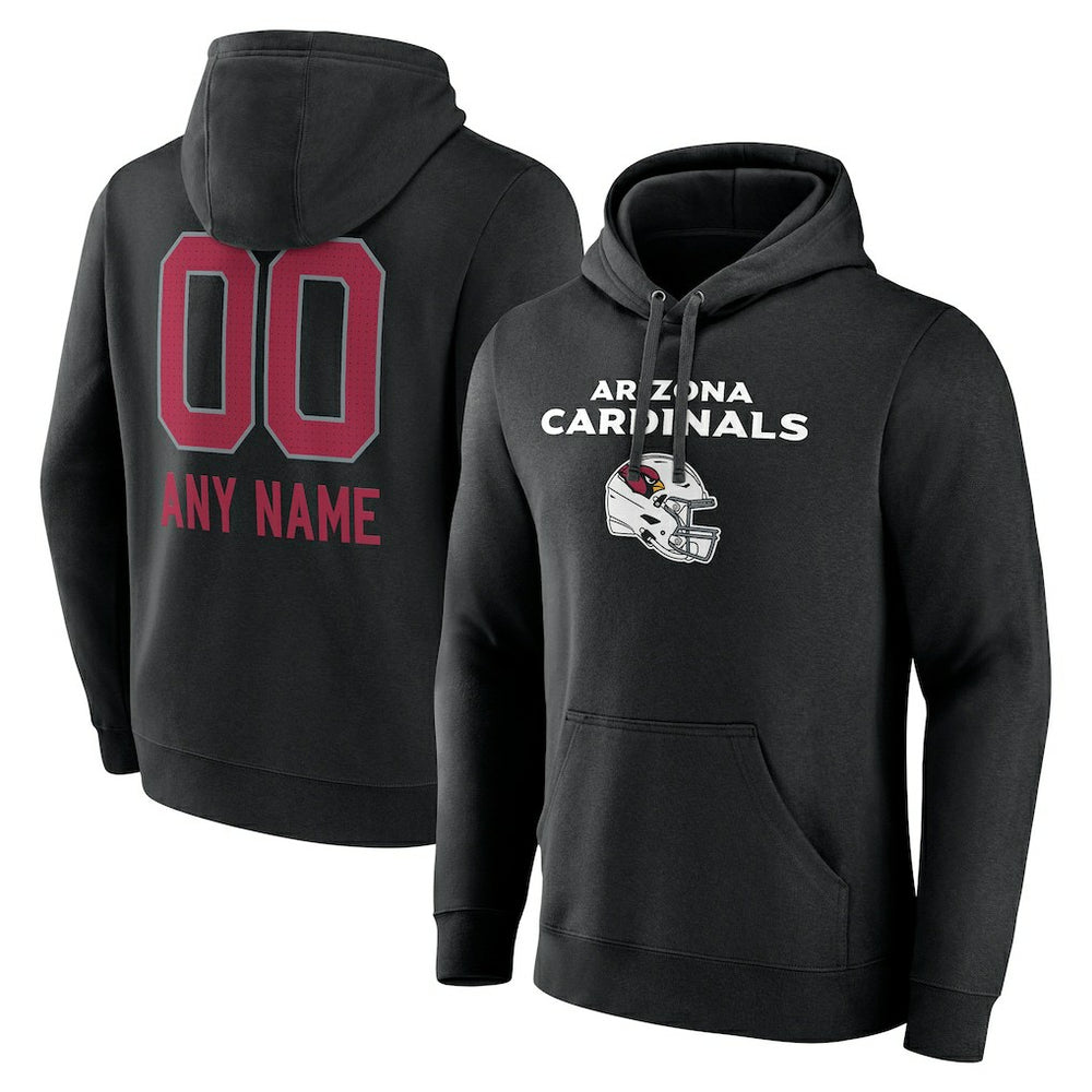 Arizona Cardinals Personalized Name & Number Team Wordmark Pullover Hoodie - Black - NFL