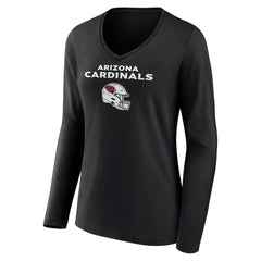 Arizona Cardinals Women's Personalized Name & Number Team Wordmark Long Sleeve V-Neck T-Shirt - Black - NFL