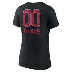 Arizona Cardinals Women's Personalized Name & Number Team Wordmark V-Neck T-Shirt - Black - NFL