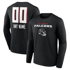 Atlanta Falcons Personalized Name & Number Team Wordmark Long Sleeve T-Shirt - Black - NFL