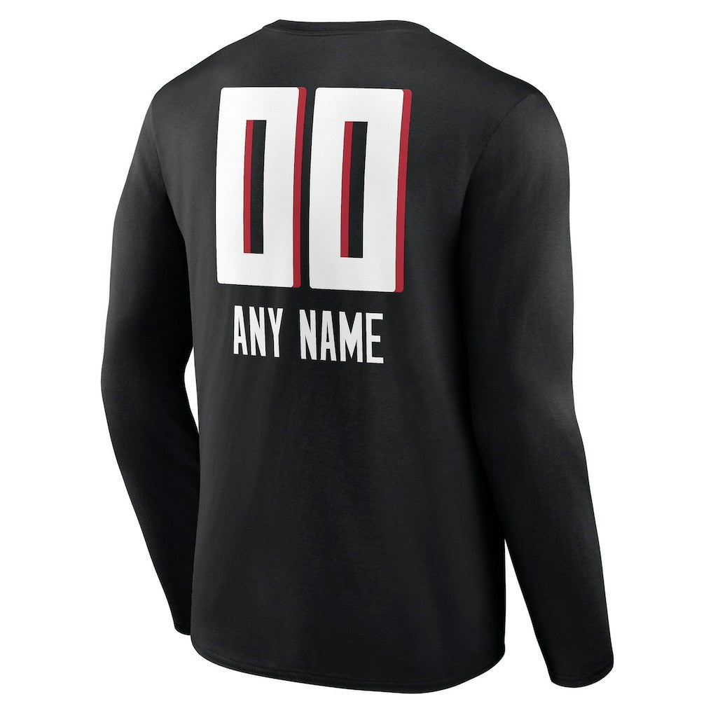 Atlanta Falcons Personalized Name & Number Team Wordmark Long Sleeve T-Shirt - Black - NFL
