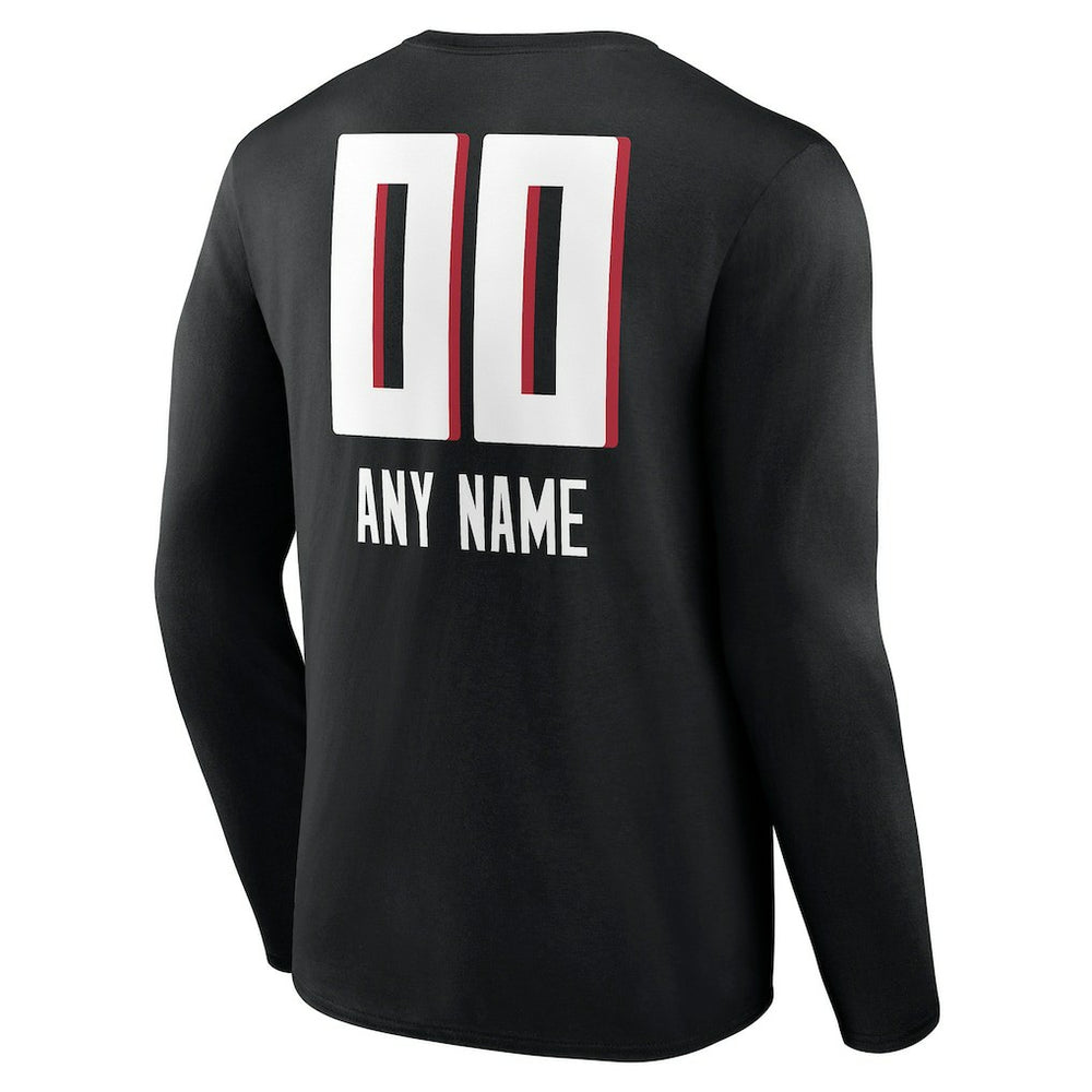 Atlanta Falcons Personalized Name & Number Team Wordmark Long Sleeve T-Shirt - Black - NFL