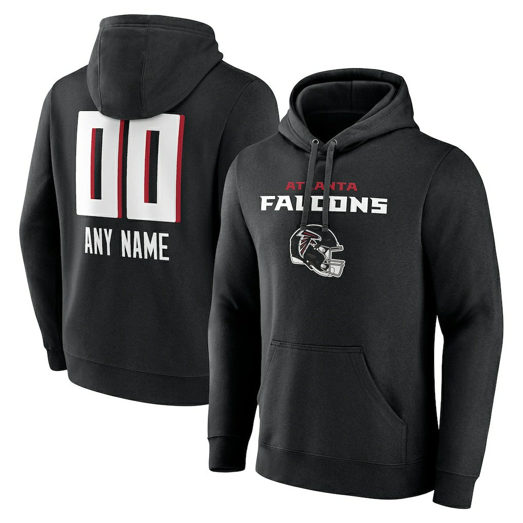 Atlanta Falcons Personalized Name & Number Team Wordmark Pullover Hoodie - Black - NFL