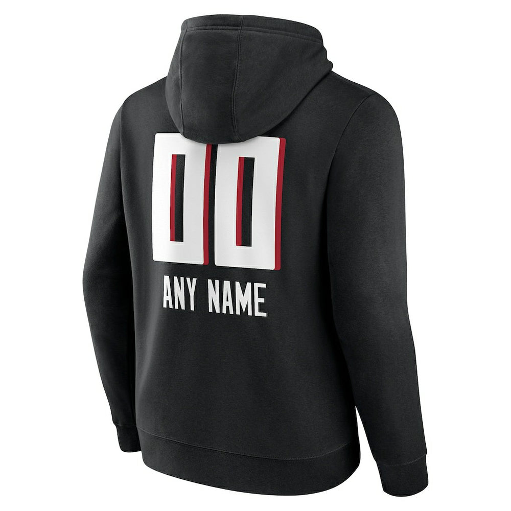 Atlanta Falcons Personalized Name & Number Team Wordmark Pullover Hoodie - Black - NFL