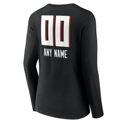 Atlanta Falcons Women's Personalized Name & Number Team Wordmark Long Sleeve V-Neck T-Shirt - Black - NFL