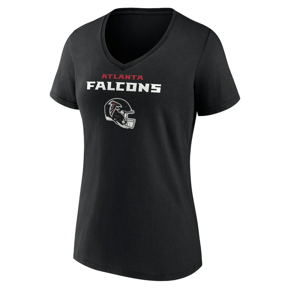 Atlanta Falcons Women's Personalized Name & Number Team Wordmark V-Neck T-Shirt - Black - NFL