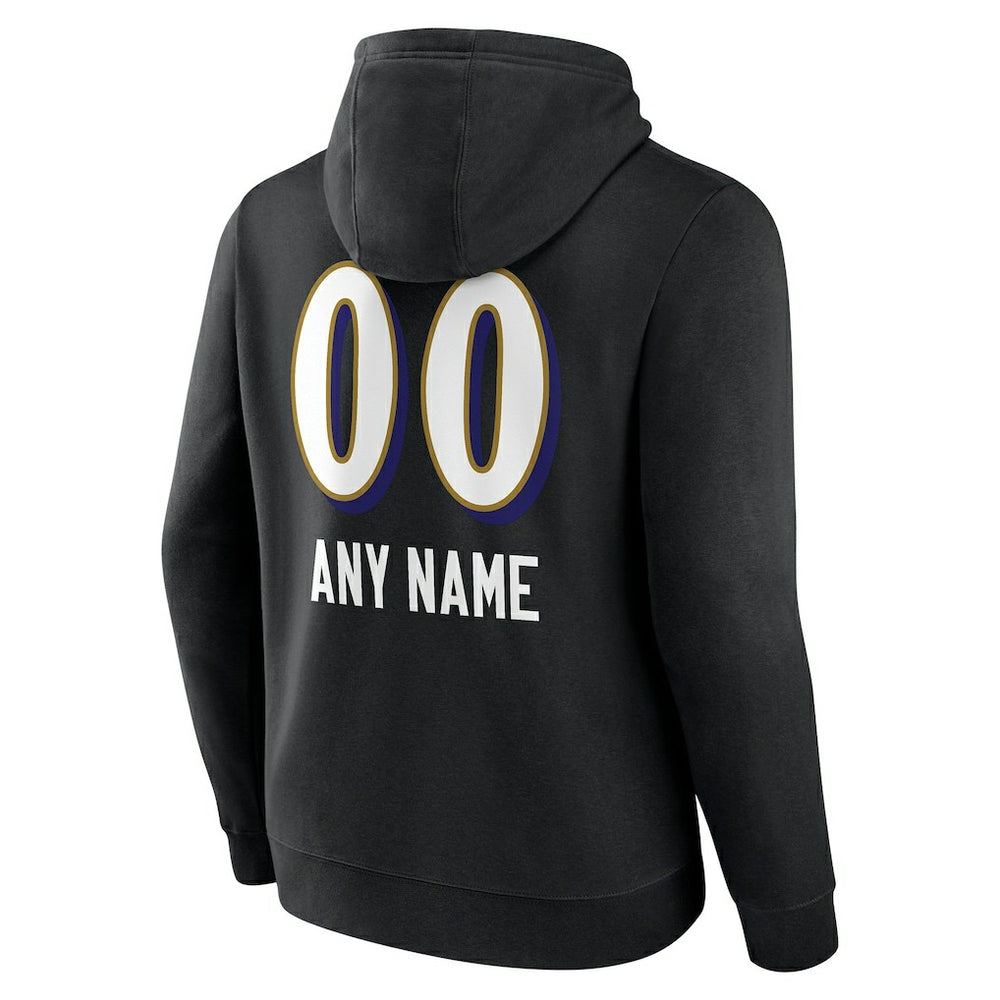 Baltimore Ravens Personalized Name & Number Team Wordmark Pullover Hoodie - Black - NFL