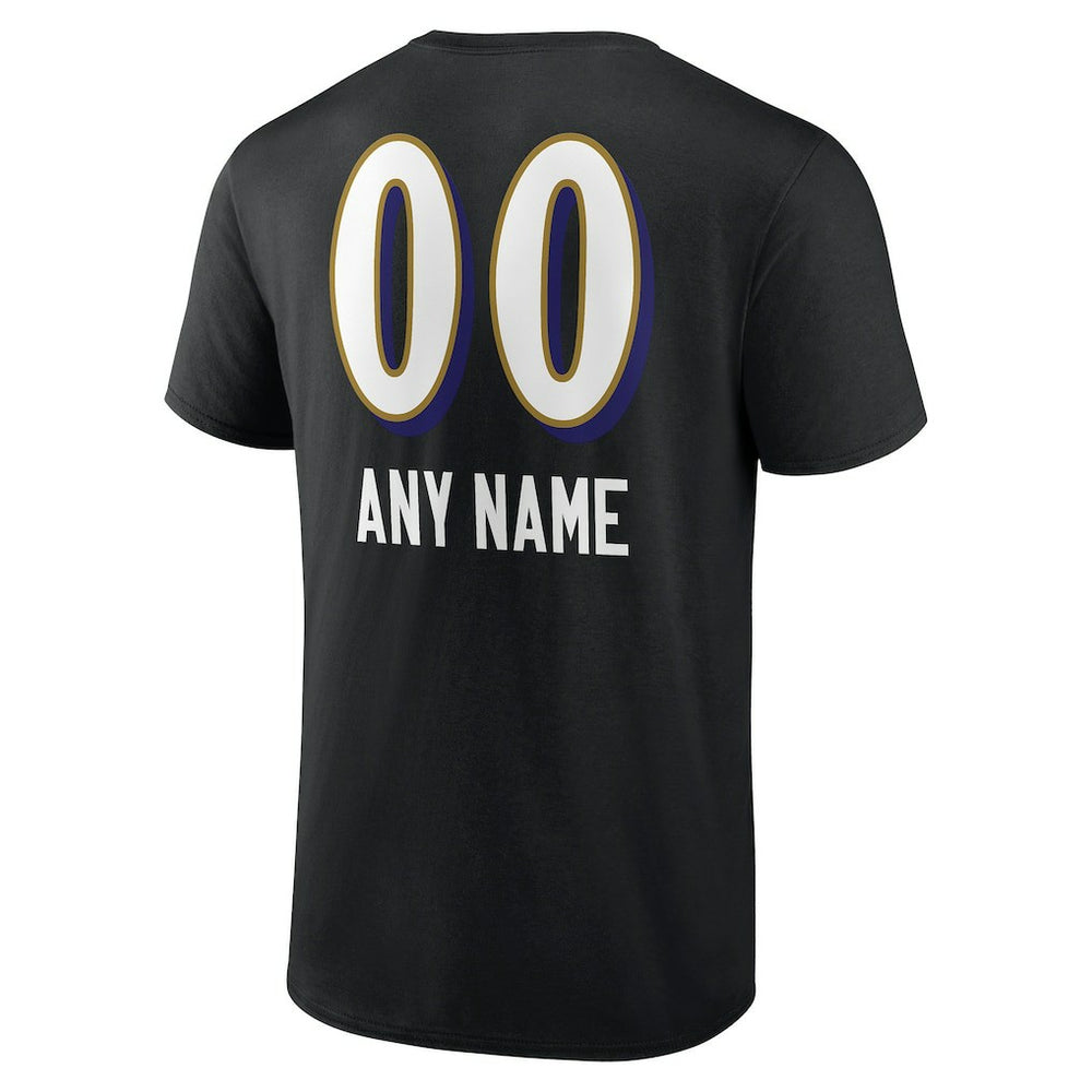Baltimore Ravens Personalized Name & Number Team Wordmark T-Shirt - Black - NFL