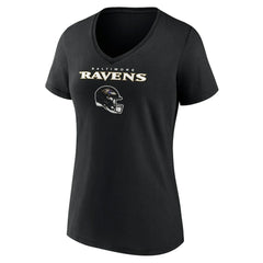 Baltimore Ravens Women's Personalized Name & Number Team Wordmark V-Neck T-Shirt - Black - NFL