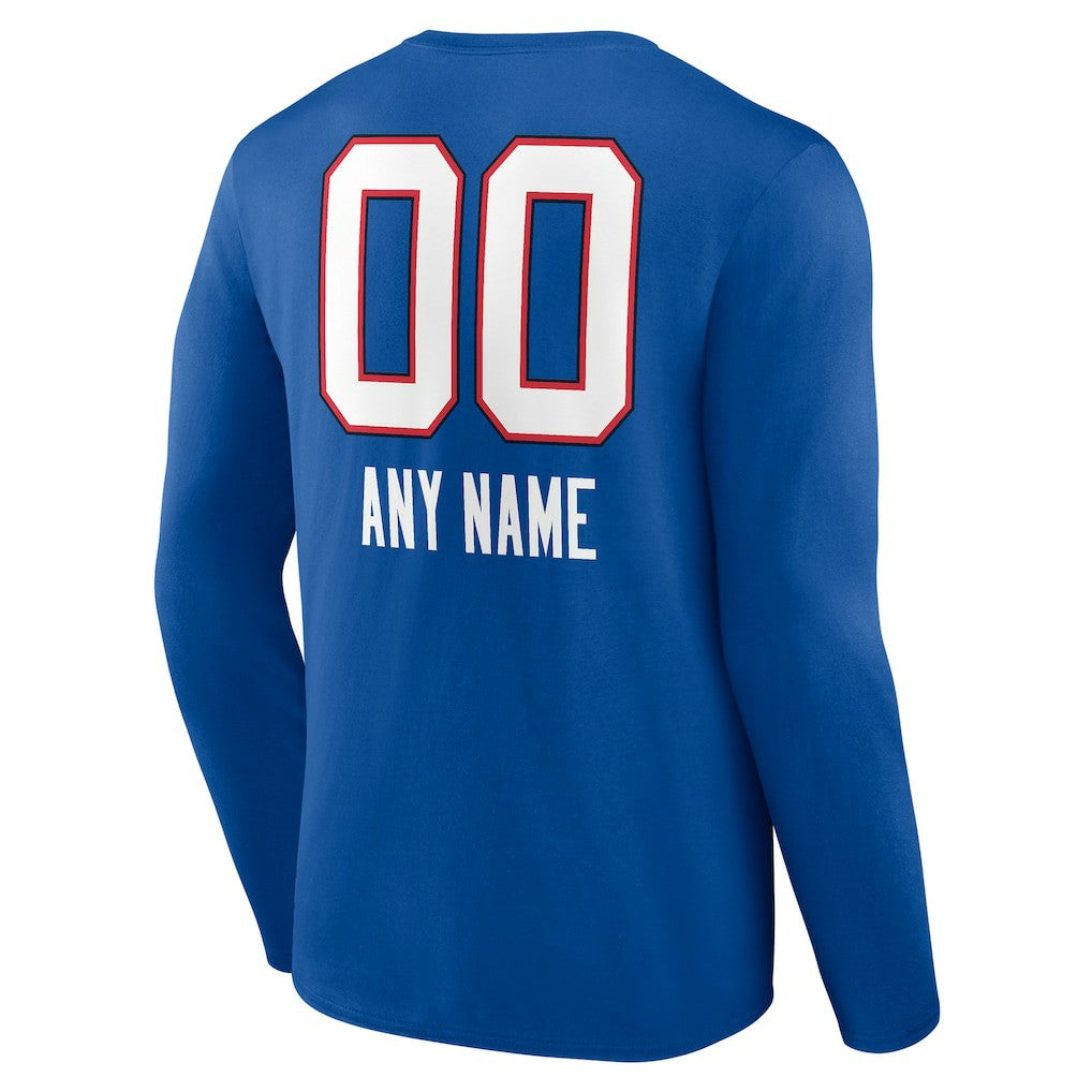 Buffalo Bills Personalized Name & Number Team Wordmark Long Sleeve T-Shirt - Royal - NFL