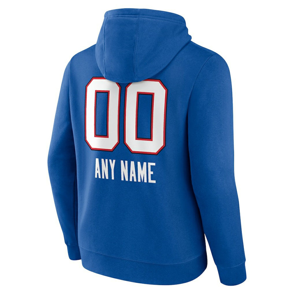 Buffalo Bills Personalized Name & Number Team Wordmark Pullover Hoodie - Royal - NFL