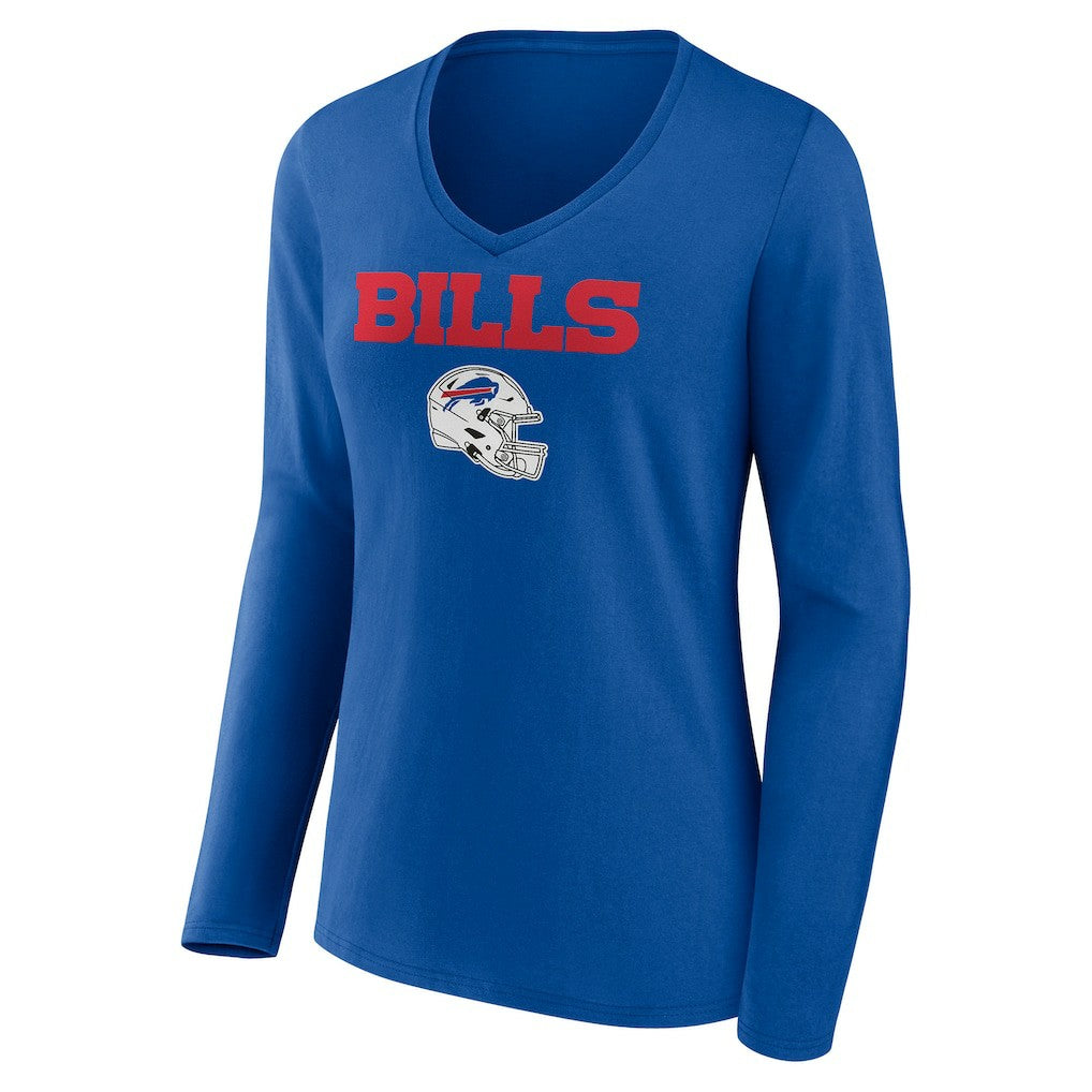 Buffalo Bills Women's Personalized Name & Number Team Wordmark Long Sleeve V-Neck T-Shirt - Royal - NFL