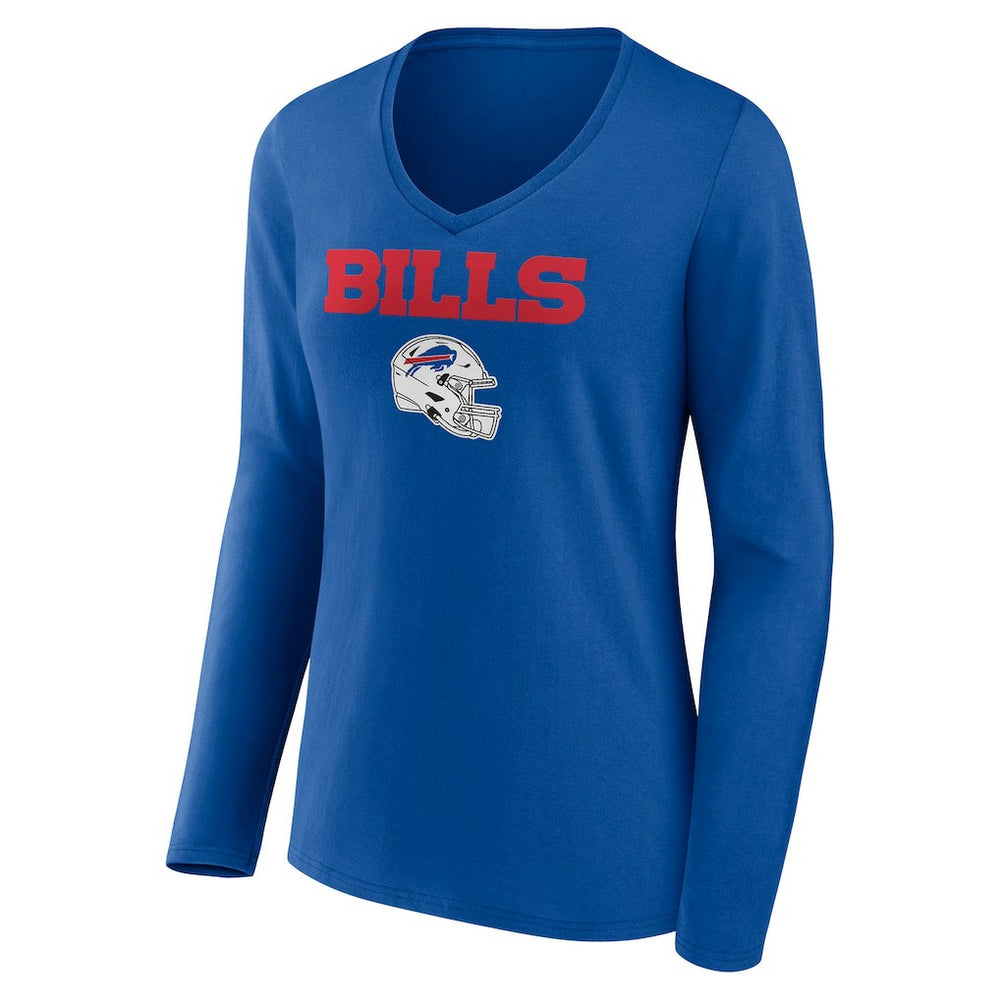 Buffalo Bills Women's Personalized Name & Number Team Wordmark Long Sleeve V-Neck T-Shirt - Royal - NFL