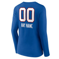 Buffalo Bills Women's Personalized Name & Number Team Wordmark Long Sleeve V-Neck T-Shirt - Royal - NFL
