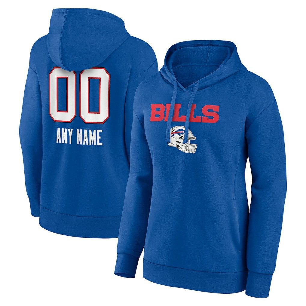 Buffalo Bills Women's Personalized Name & Number Team Wordmark Pullover Hoodie - Royal - NFL