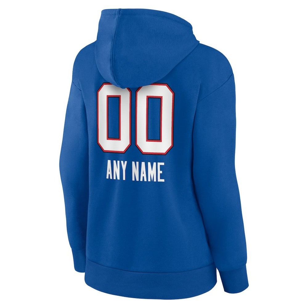 Buffalo Bills Women's Personalized Name & Number Team Wordmark Pullover Hoodie - Royal - NFL