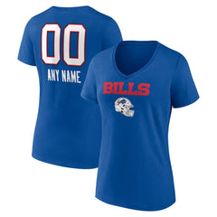 Buffalo Bills Women's Personalized Name & Number Team Wordmark V-Neck T-Shirt - Royal - NFL
