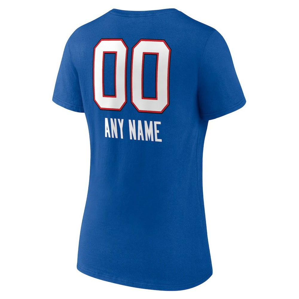 Buffalo Bills Women's Personalized Name & Number Team Wordmark V-Neck T-Shirt - Royal - NFL