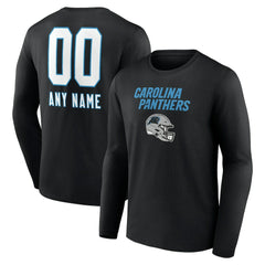 Carolina Panthers Personalized Name & Number Team Wordmark Long Sleeve T-Shirt - Black - NFL