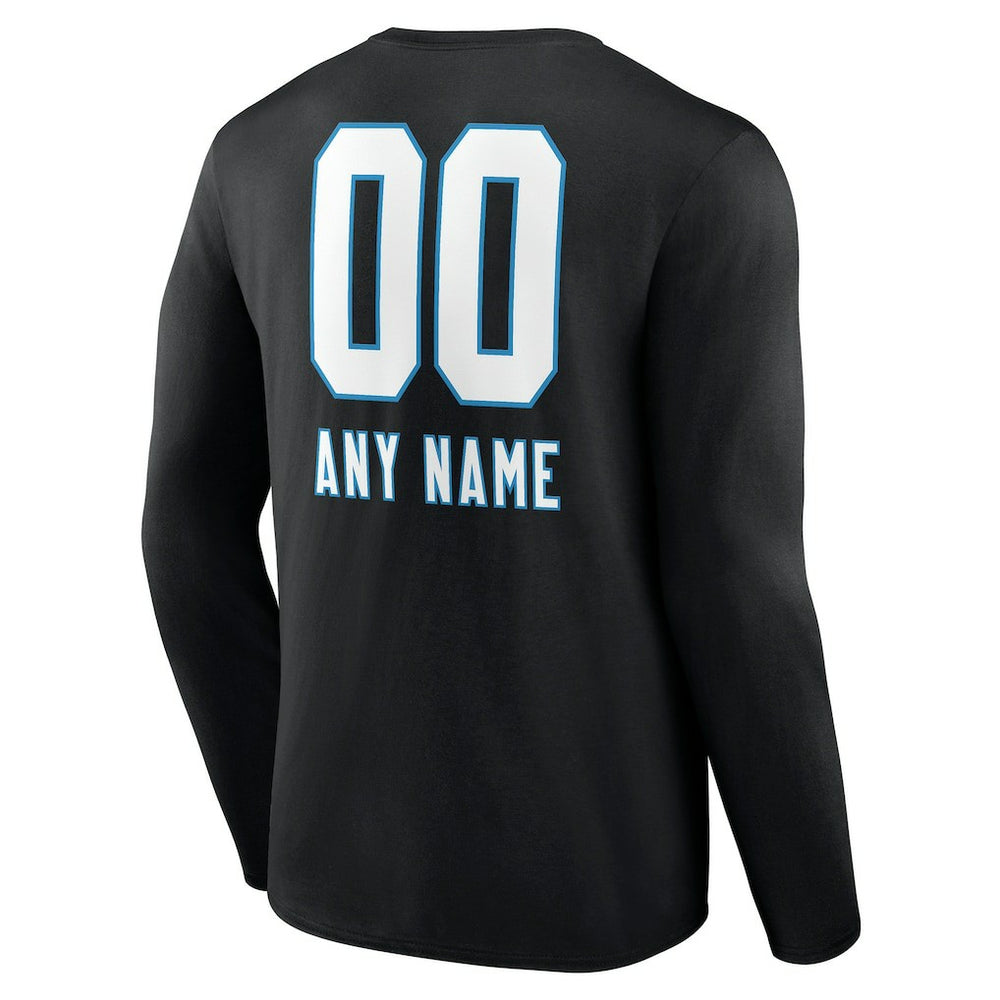 Carolina Panthers Personalized Name & Number Team Wordmark Long Sleeve T-Shirt - Black - NFL