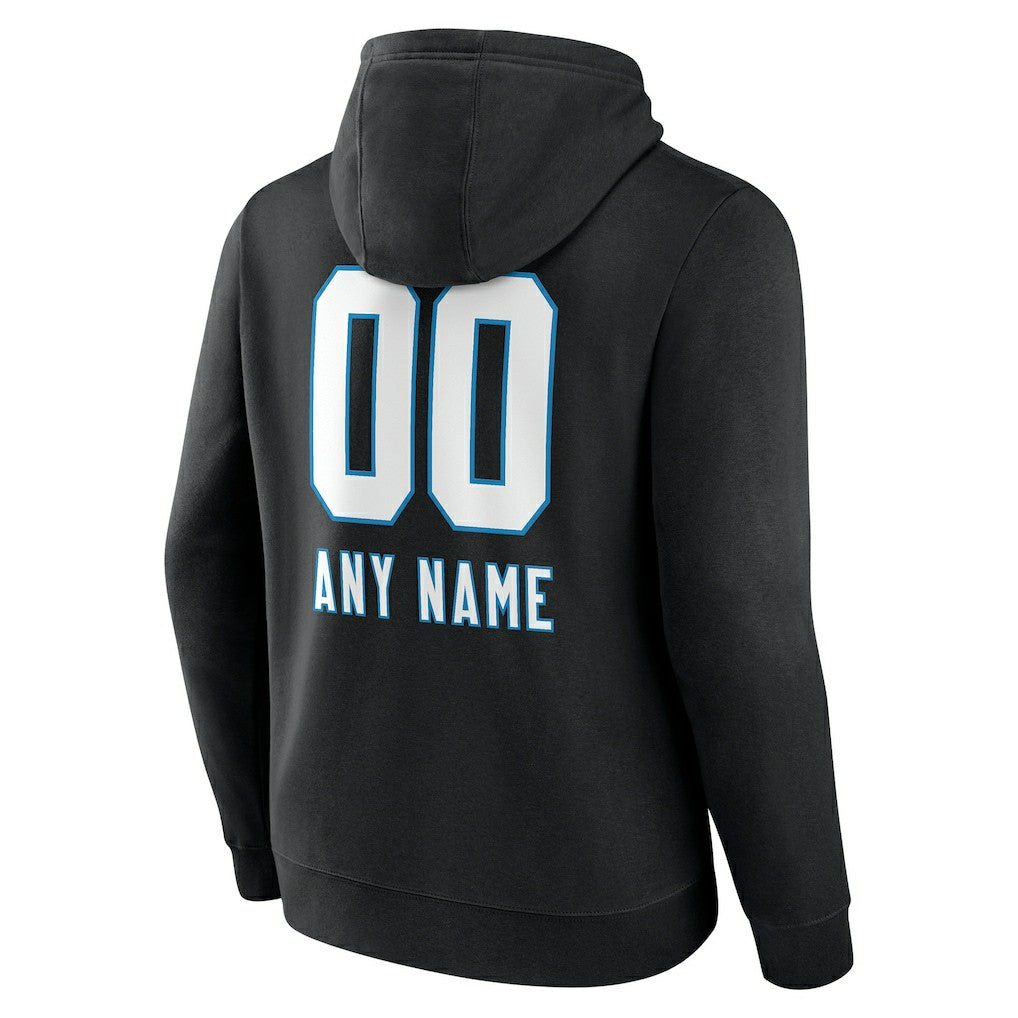 Carolina Panthers Personalized Name & Number Team Wordmark Pullover Hoodie - Black - NFL