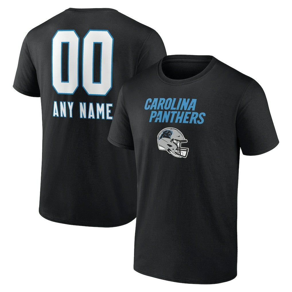 Carolina Panthers Personalized Name & Number Team Wordmark T-Shirt - Black - NFL