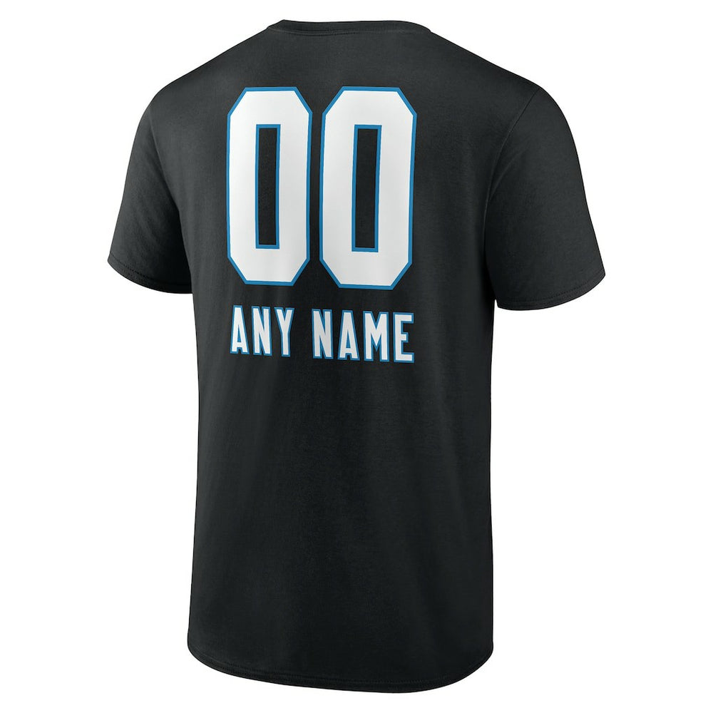 Carolina Panthers Personalized Name & Number Team Wordmark T-Shirt - Black - NFL