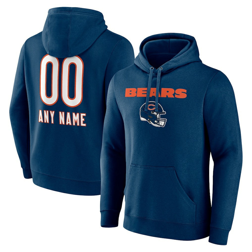 Chicago Bears Personalized Name & Number Team Wordmark Pullover Hoodie - Navy - NFL