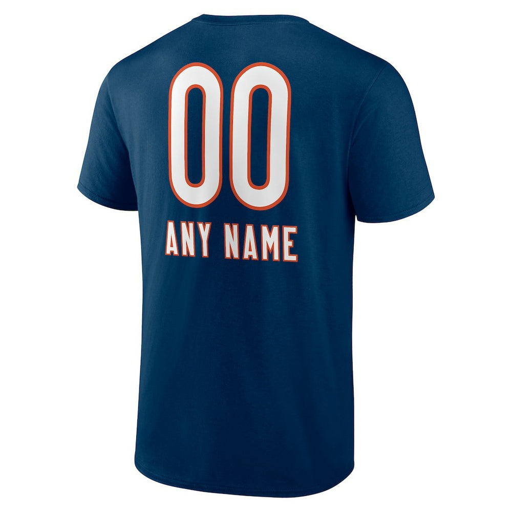 Chicago Bears Personalized Name & Number Team Wordmark T-Shirt - Navy - NFL