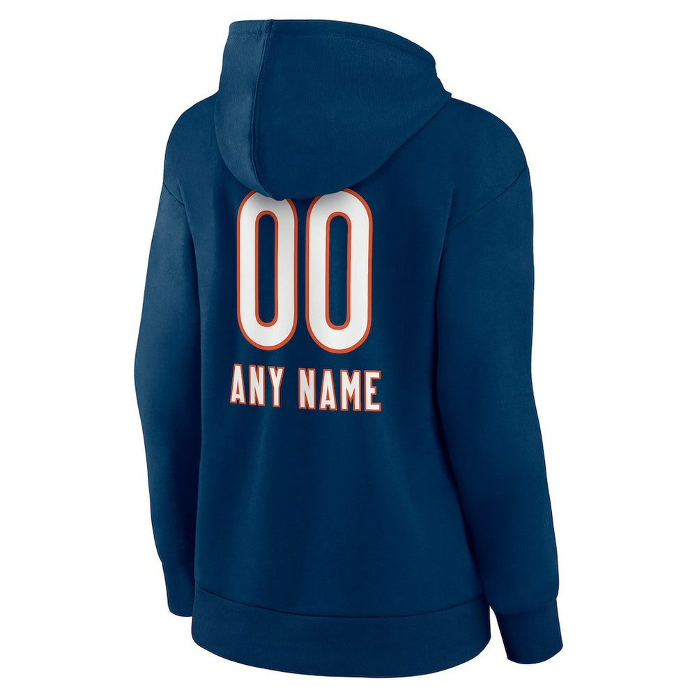 Chicago Bears Women's Personalized Name & Number Team Wordmark Pullover Hoodie - Navy - NFL