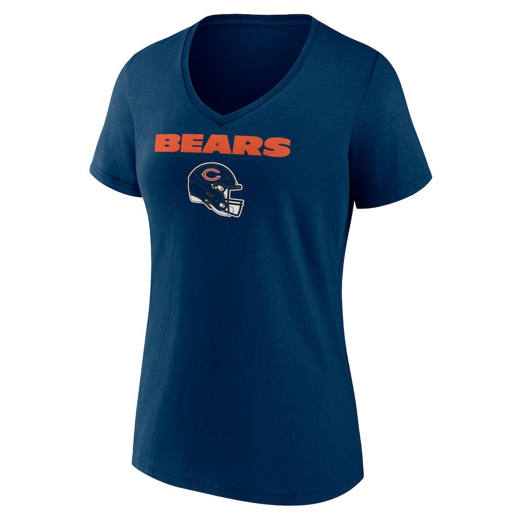 Chicago Bears Women's Personalized Name & Number Team Wordmark V-Neck T-Shirt - Navy - NFL