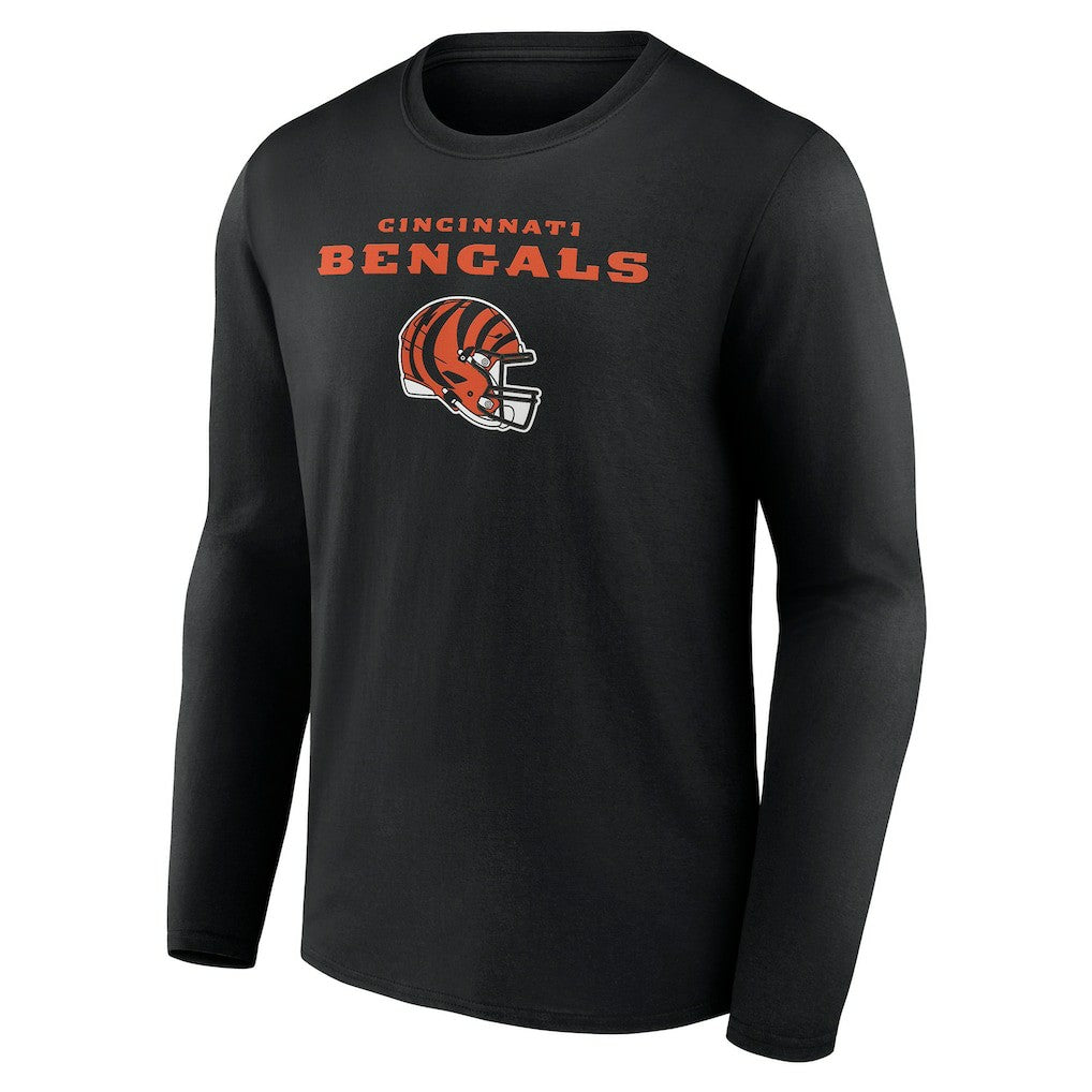 Cincinnati Bengals Personalized Name & Number Team Wordmark Long Sleeve T-Shirt - Black - NFL