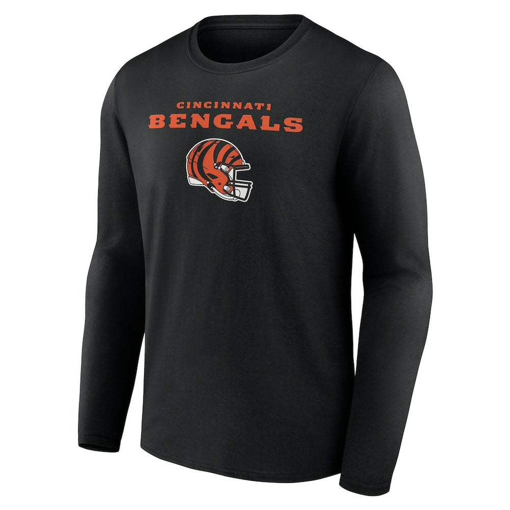 Cincinnati Bengals Personalized Name & Number Team Wordmark Long Sleeve T-Shirt - Black - NFL