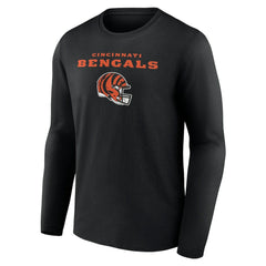 Cincinnati Bengals Personalized Name & Number Team Wordmark Long Sleeve T-Shirt - Black - NFL