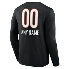 Cincinnati Bengals Personalized Name & Number Team Wordmark Long Sleeve T-Shirt - Black - NFL