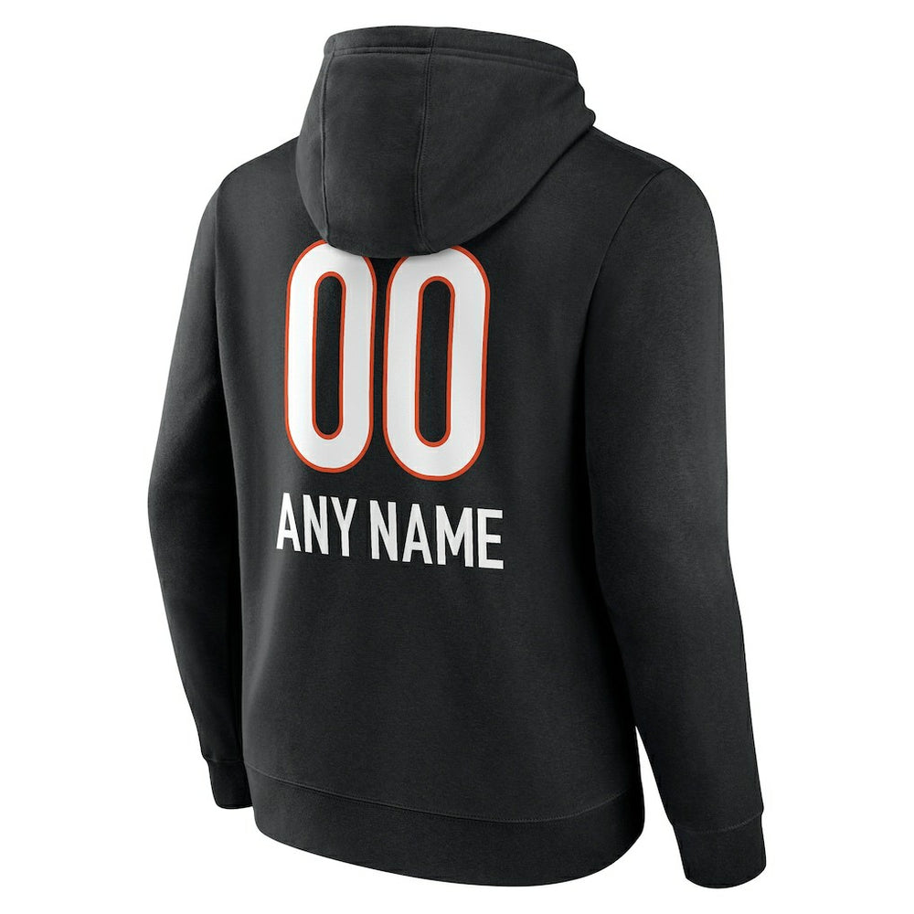 Cincinnati Bengals Personalized Name & Number Team Wordmark Pullover Hoodie - Black - NFL
