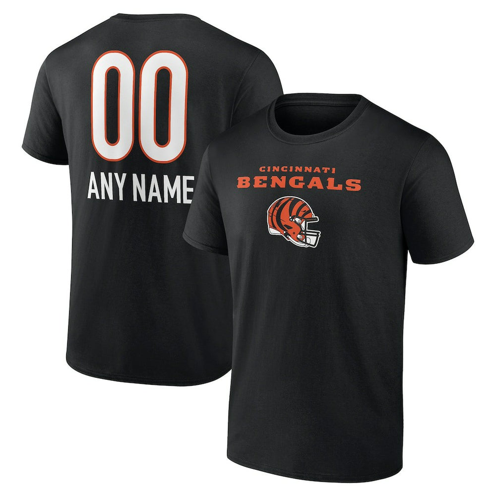 Cincinnati Bengals Personalized Name & Number Team Wordmark T-Shirt - Black - NFL